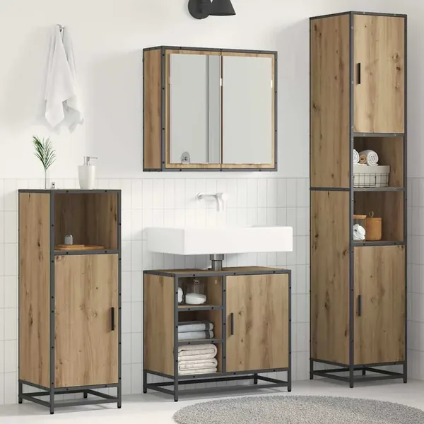 Ensemble de mobilier de salle de bain 3 pc Chêne artisanal