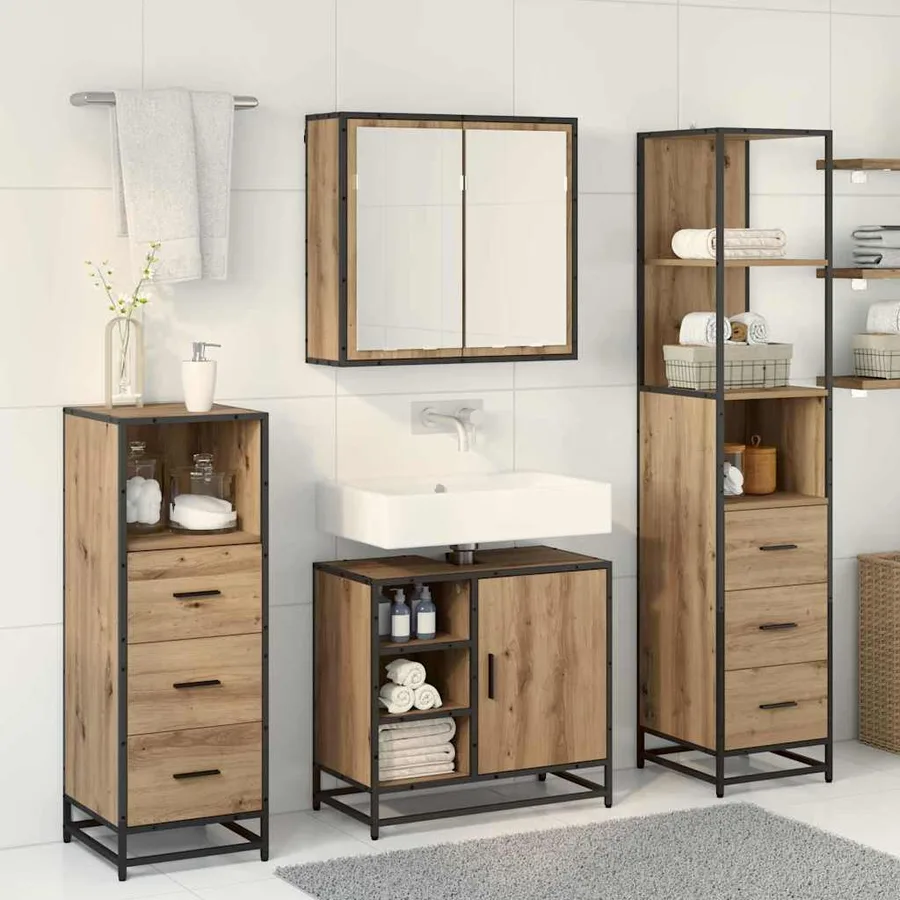 Ensemble de mobilier de salle de bain 3 pc Chêne artisanal - 4
