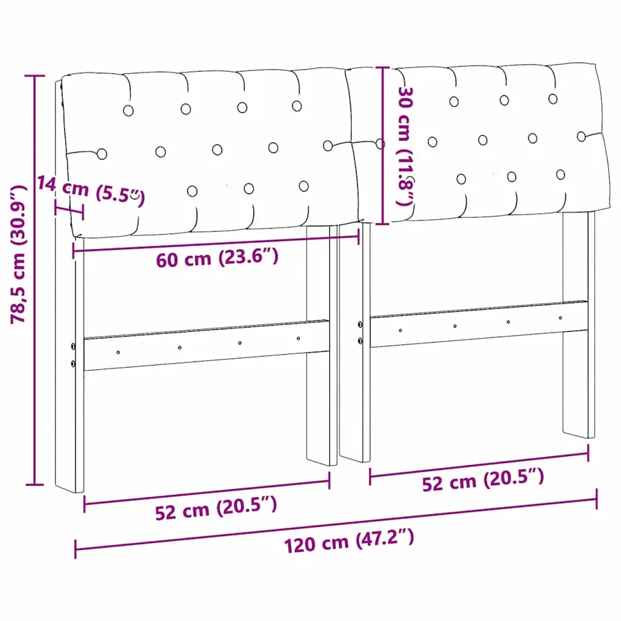 Tête de lit capitonnée Gris clair 120 cm Pin massif - 11