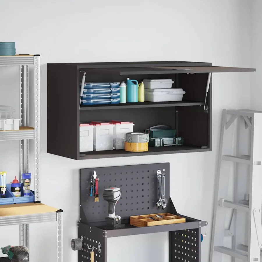 Armoire murale pour garage Noir 90 x 40 x 53 cm - 4