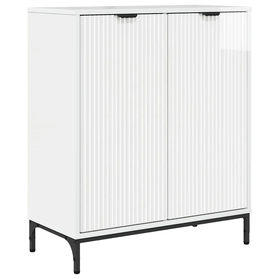 Buffet Blanc brillant 69,5 x 33 x 82 cm Bois d'ingénierie - 2
