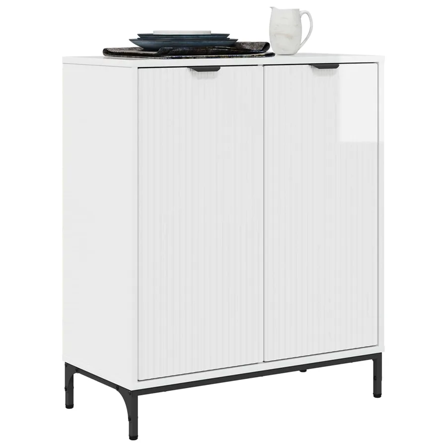 Buffet Blanc brillant 69,5 x 33 x 82 cm Bois d'ingénierie - 3