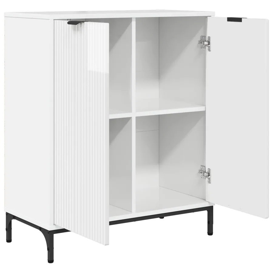Buffet Blanc brillant 69,5 x 33 x 82 cm Bois d'ingénierie - 5