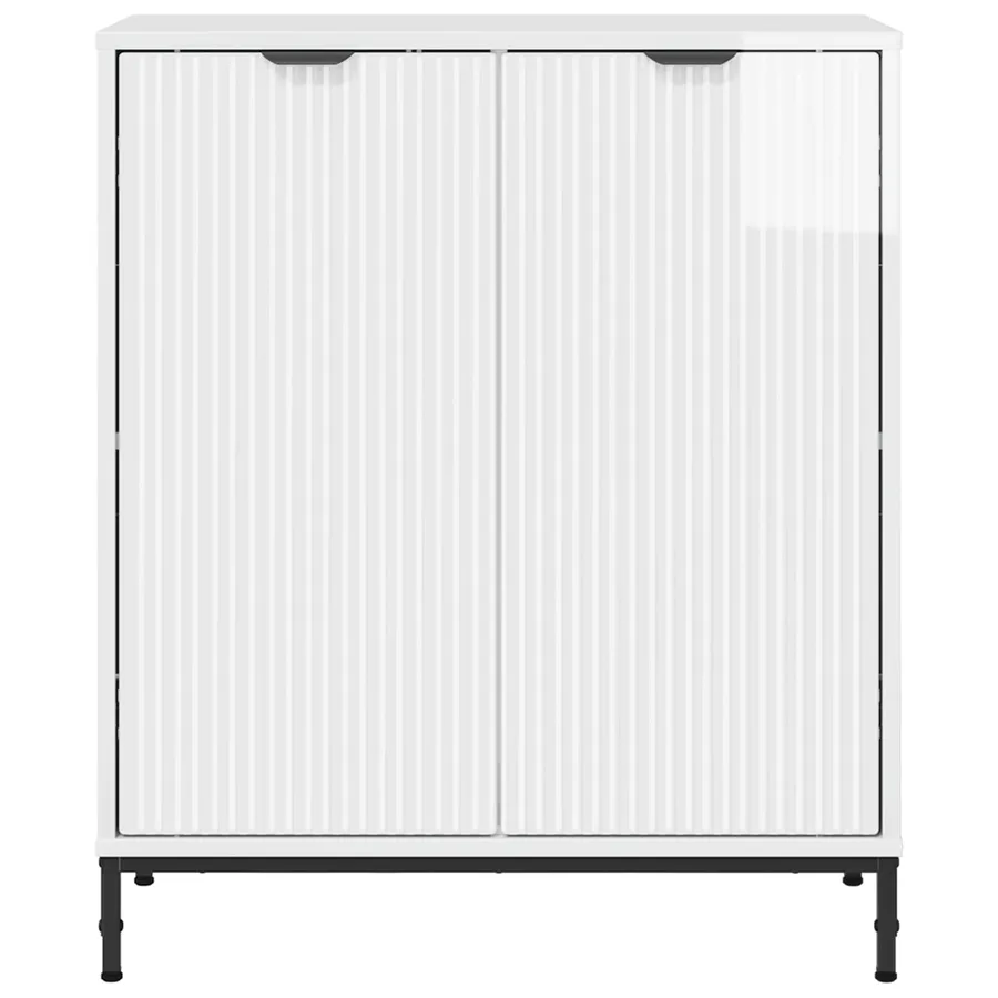 Buffet Blanc brillant 69,5 x 33 x 82 cm Bois d'ingénierie - 6