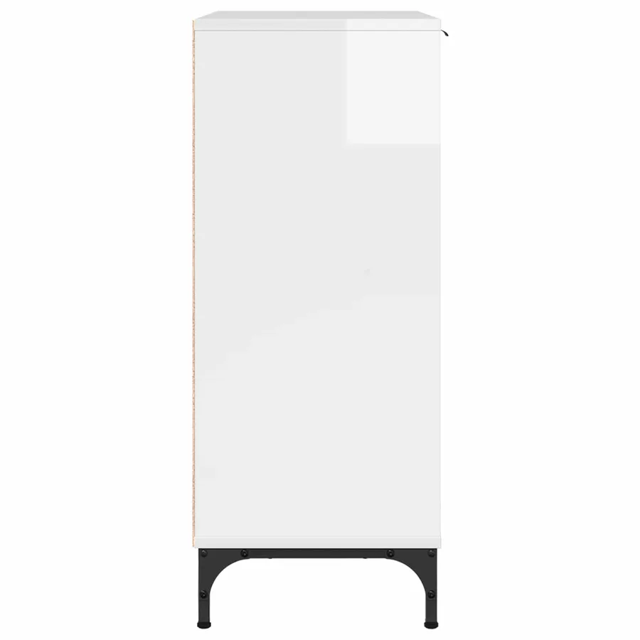 Buffet Blanc brillant 69,5 x 33 x 82 cm Bois d'ingénierie - 7