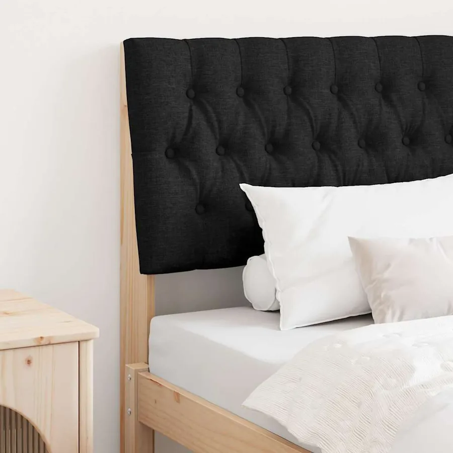 Tête de lit capitonnée Noir 90 cm Pin massif