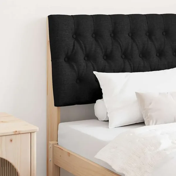 Tête de lit capitonnée Noir 90 cm Pin massif