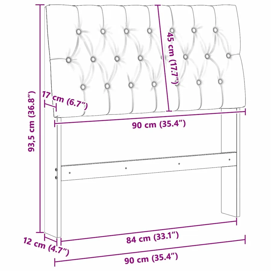 Tête de lit capitonnée Noir 90 cm Pin massif - 11