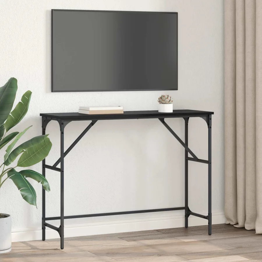 Table console Chêne noir 100 x 32 x 75 cm Bois d'ingénierie - 4