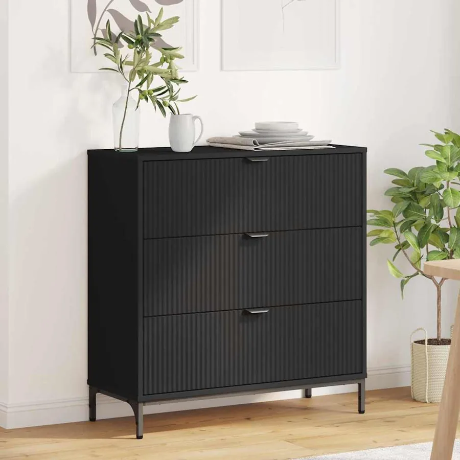 Buffet avec tiroir Noir 79,5 x 33 x 82 cm Bois d'ingénierie