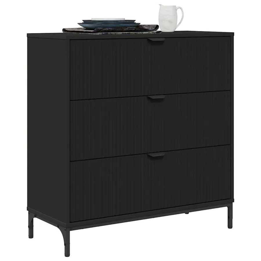 Buffet avec tiroir Noir 79,5 x 33 x 82 cm Bois d'ingénierie - 3
