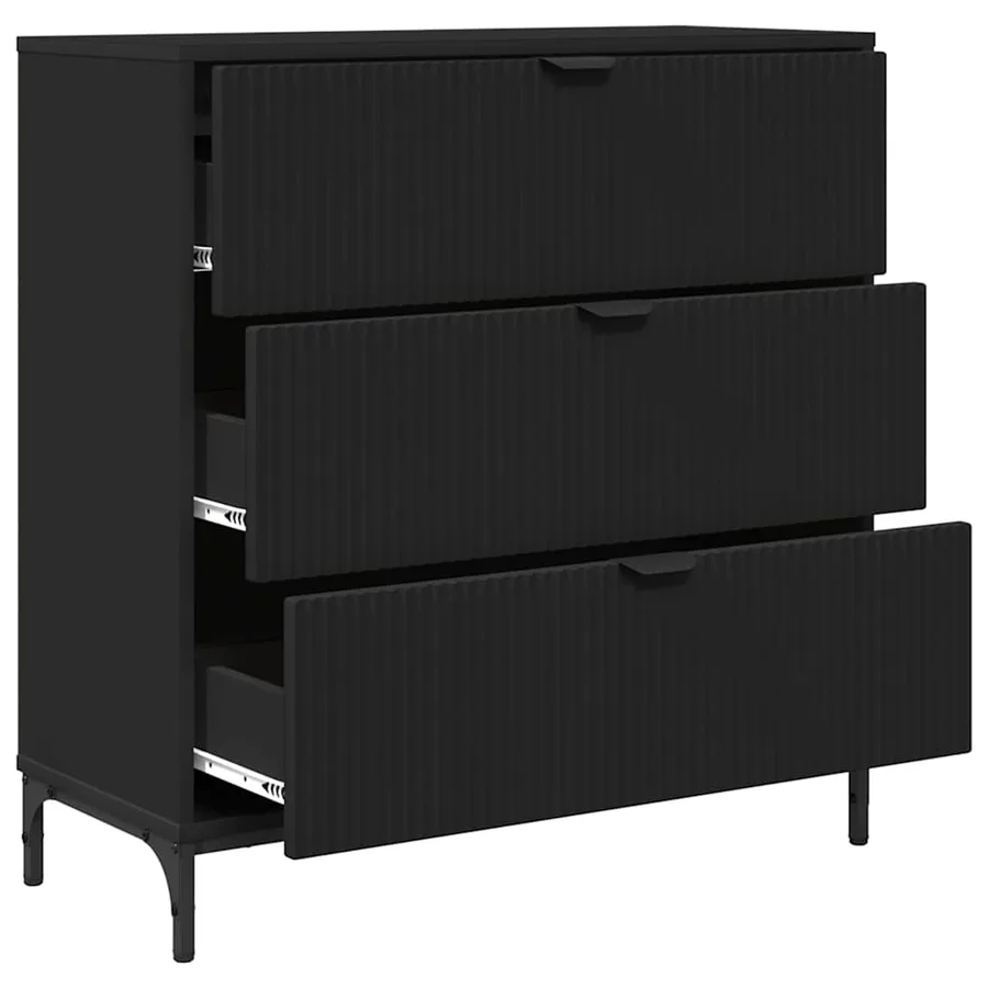 Buffet avec tiroir Noir 79,5 x 33 x 82 cm Bois d'ingénierie - 5