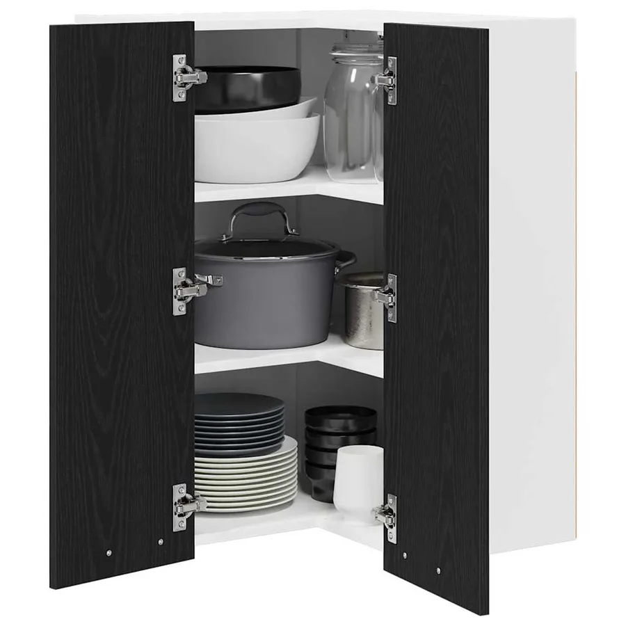 Armoire suspendue Chêne noir et Blanc 57 x 57 x 80 cm - 3
