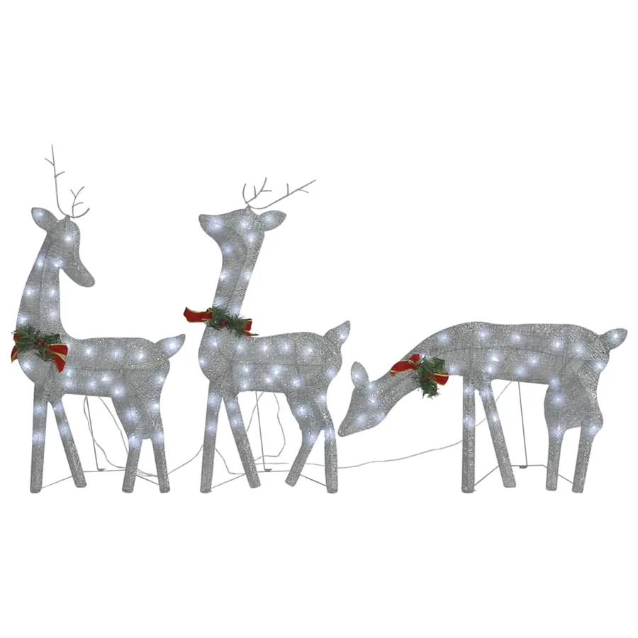 Famille de rennes de Noël 270x7x90cm Argenté Blanc froid Maille - 2