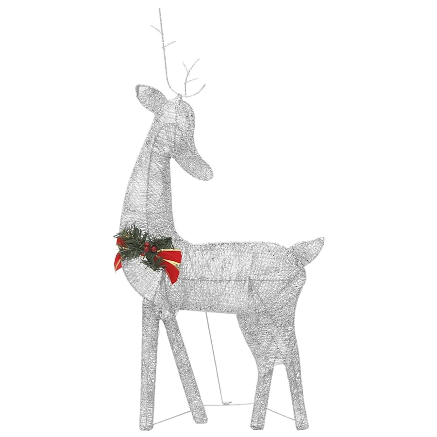 Famille de rennes de Noël 270x7x90cm Argenté Blanc froid Maille - 4