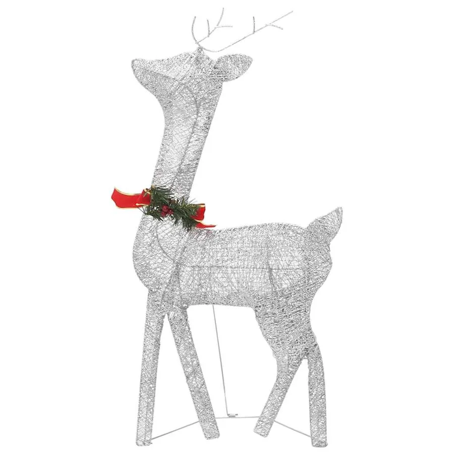 Famille de rennes de Noël 270x7x90cm Argenté Blanc froid Maille - 5