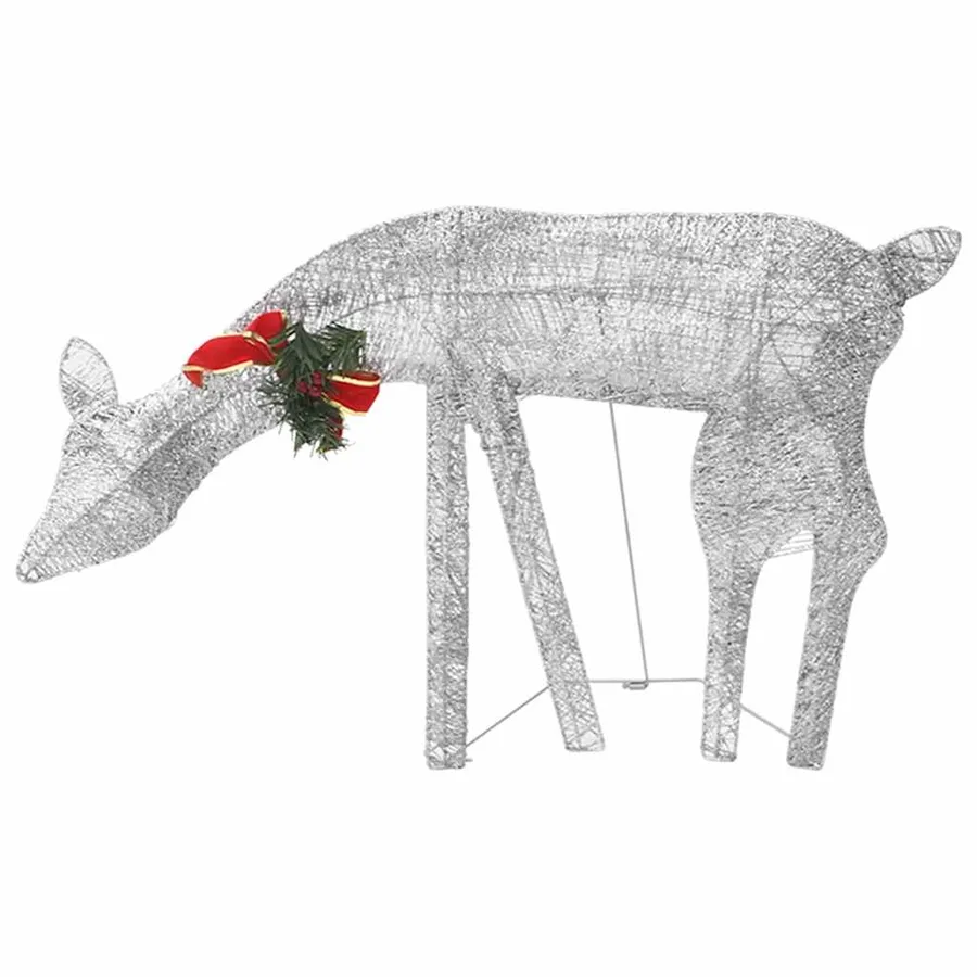 Famille de rennes de Noël 270x7x90cm Argenté Blanc froid Maille - 6