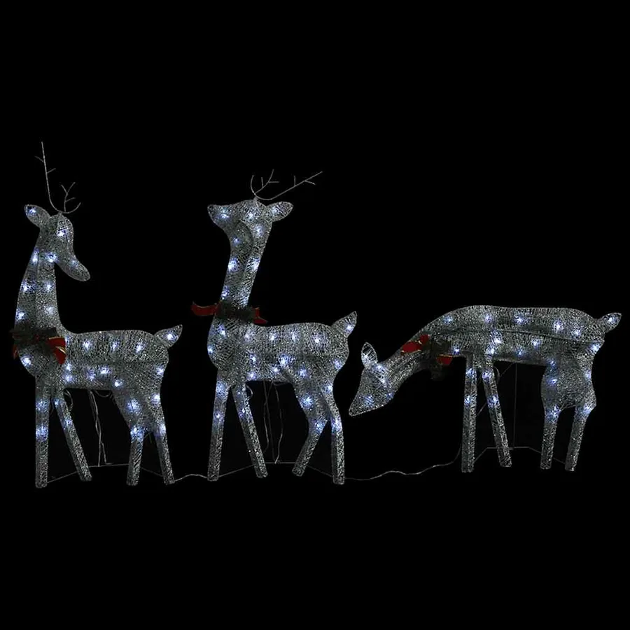 Famille de rennes de Noël 270x7x90cm Argenté Blanc froid Maille - 8