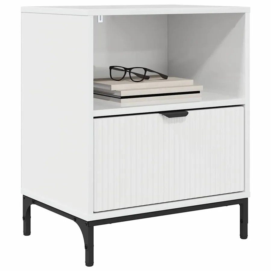 Cabinet de chevet avec tiroir Blanc brillant 49 x 36 x 61 cm - 3