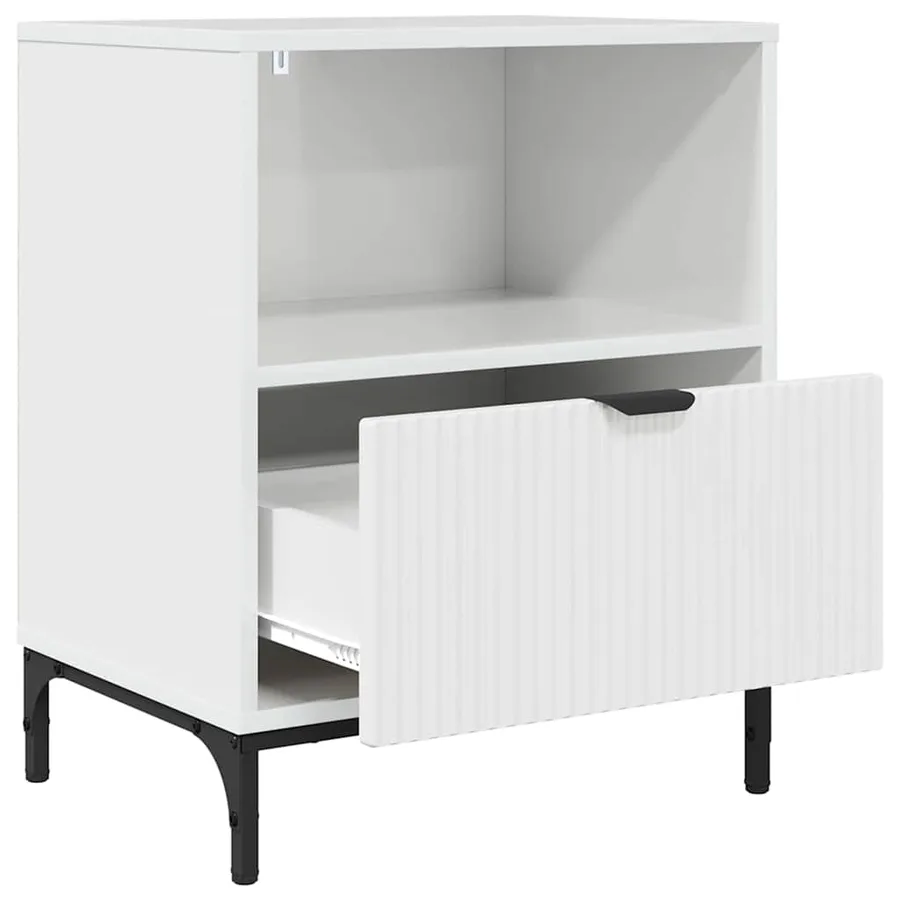 Cabinet de chevet avec tiroir Blanc brillant 49 x 36 x 61 cm - 5