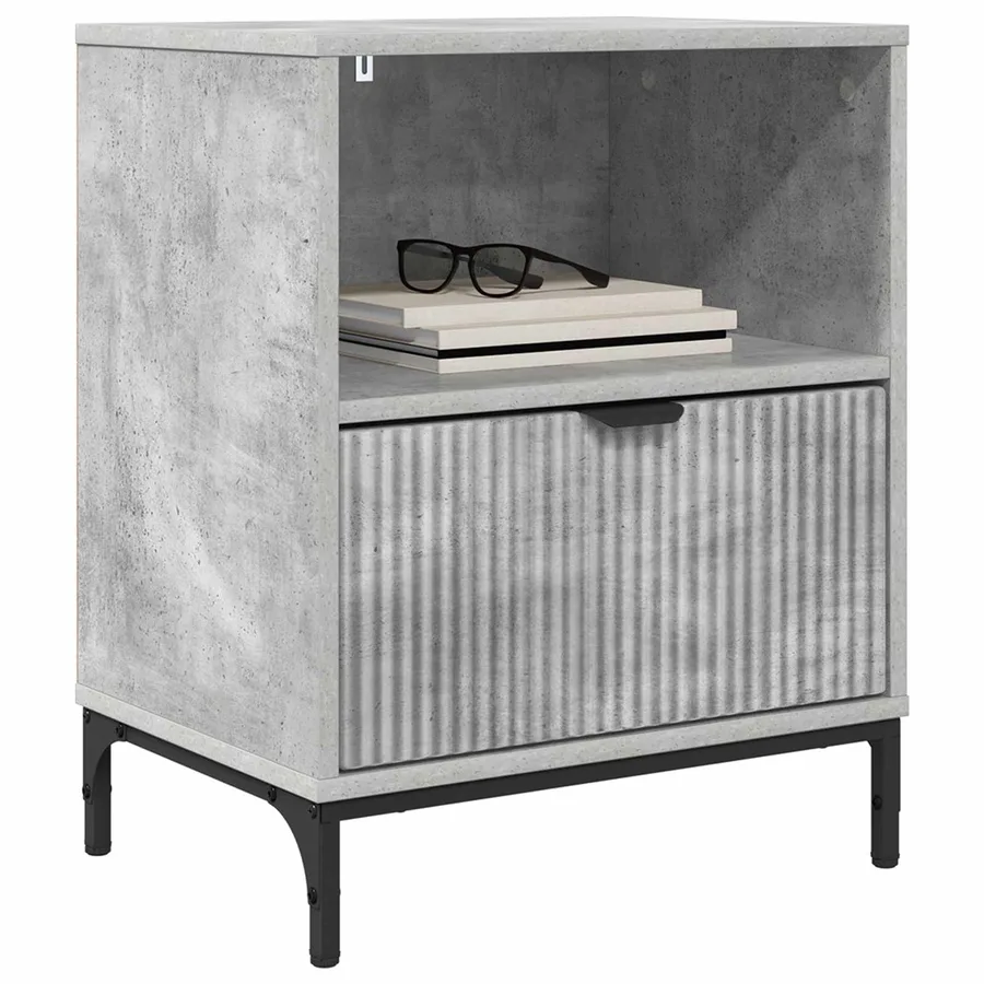 Cabinet de chevet Gris béton 49 x 36 x 61 cm Bois d'ingénierie - 3