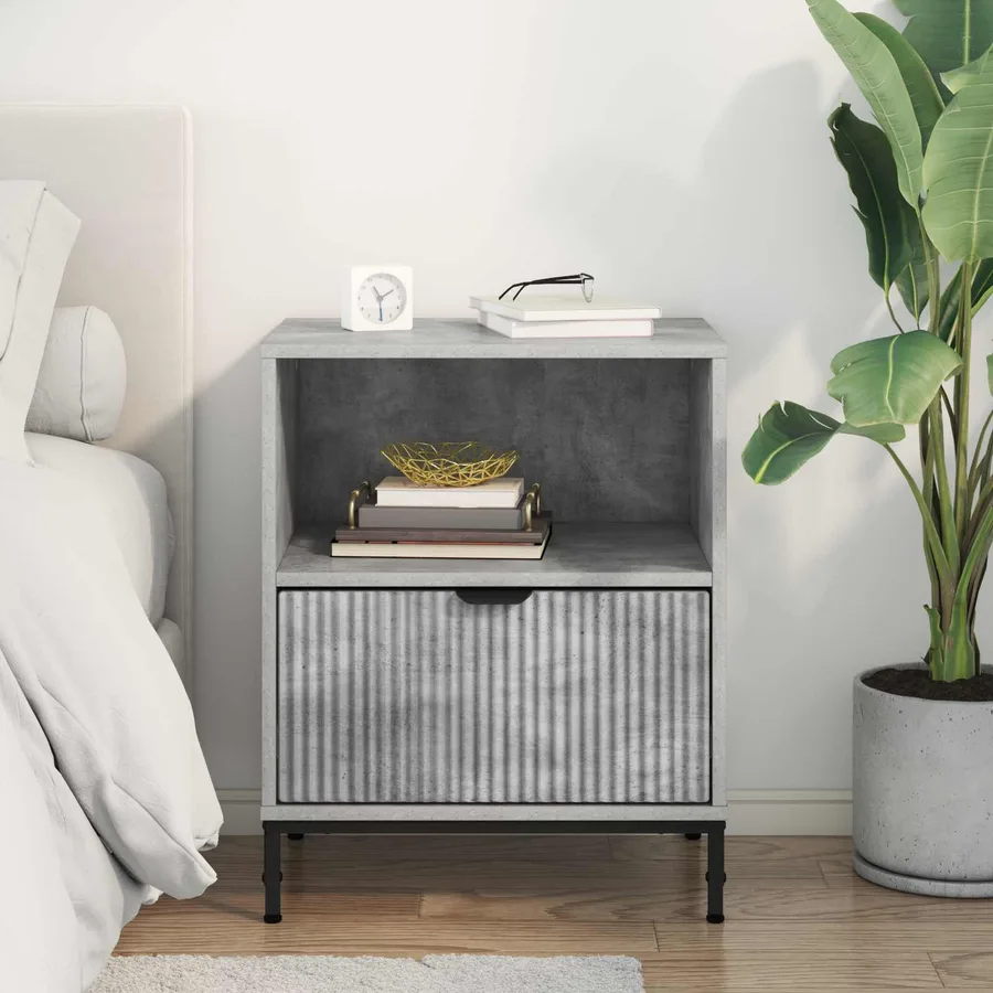 Cabinet de chevet Gris béton 49 x 36 x 61 cm Bois d'ingénierie - 4