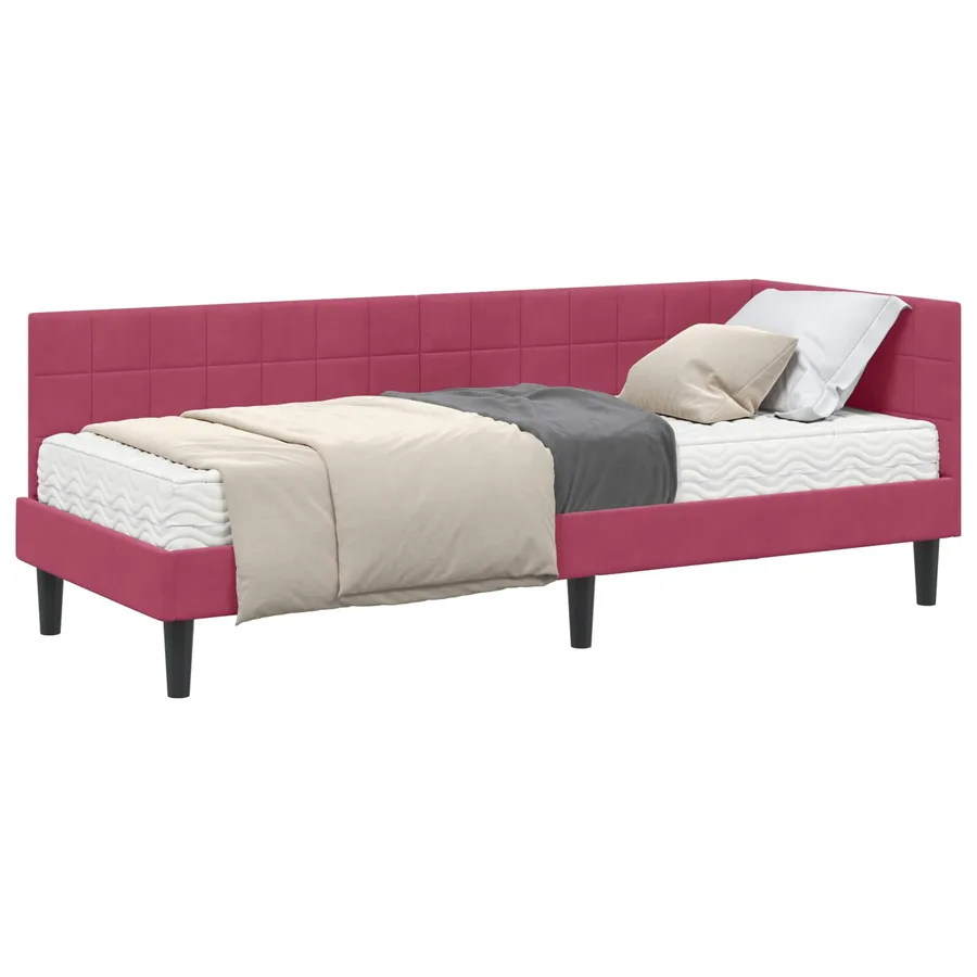 Cadre de lit d'angle avec matelas 2 pcs Vert Velours - 2