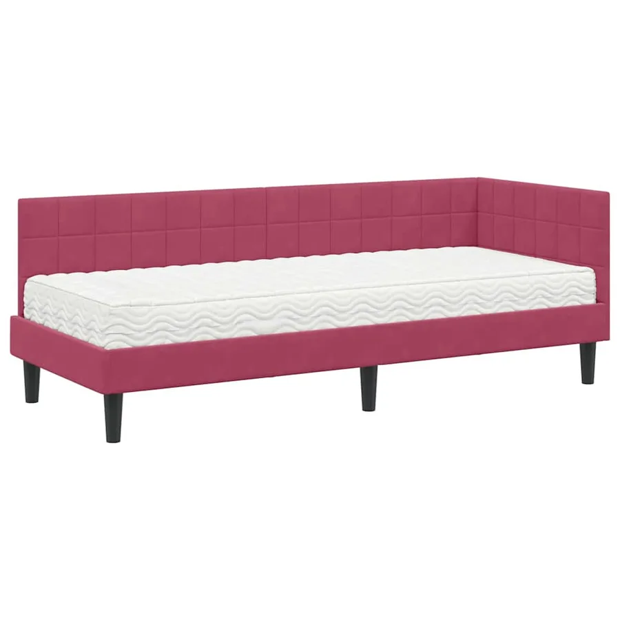 Cadre de lit d'angle avec matelas 2 pcs Vert Velours - 4