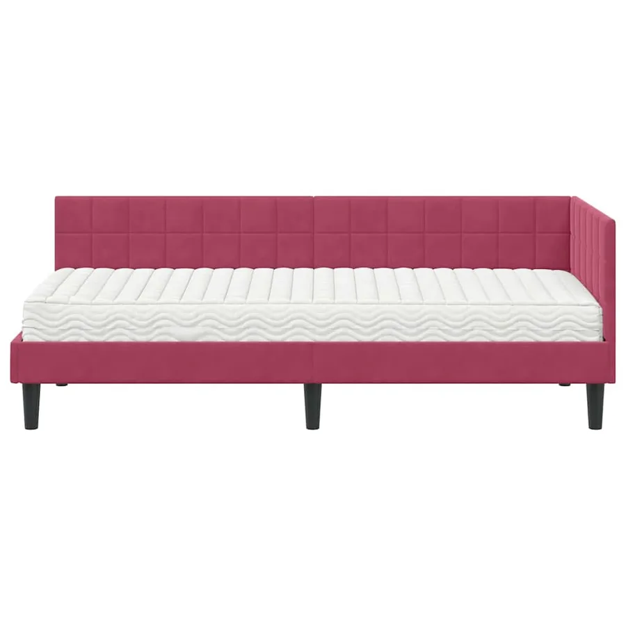 Cadre de lit d'angle avec matelas 2 pcs Vert Velours - 5