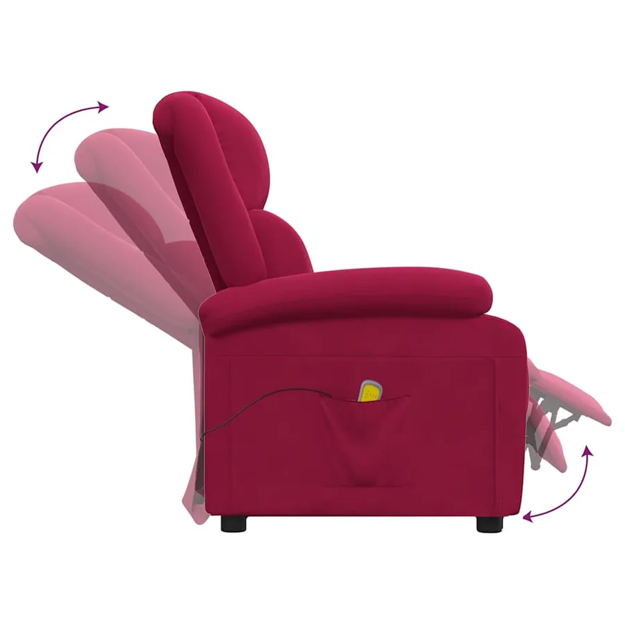 Fauteuil de massage Rouge bordeaux Velours - 6