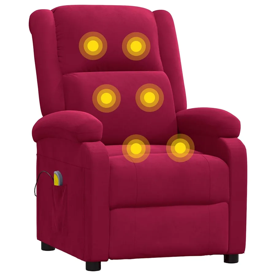 Fauteuil de massage Rouge bordeaux Velours - 7