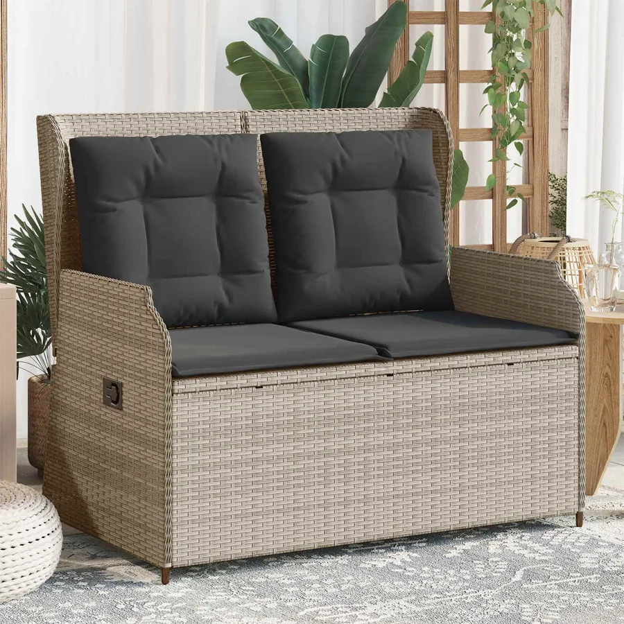 Banc de jardin Gris clair polyrotin - 3