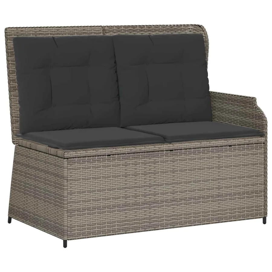 Banc de jardin avec coussin Gris polyrotin - 2