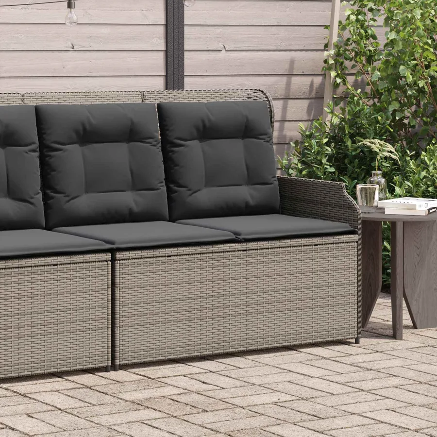 Banc de jardin avec coussin Gris polyrotin - 3