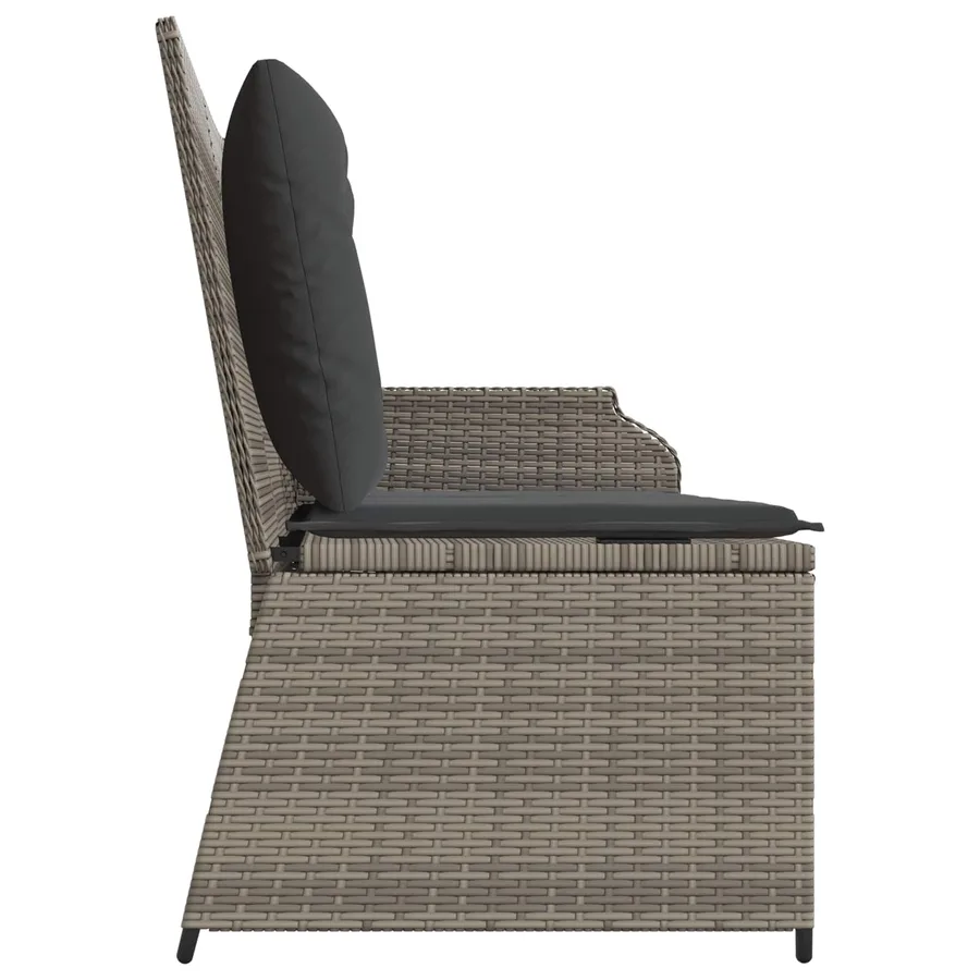 Banc de jardin avec coussin Gris polyrotin - 5