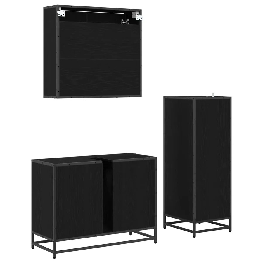 Ensemble de mobilier de salle de bain 3 pcs Chêne noir - 4