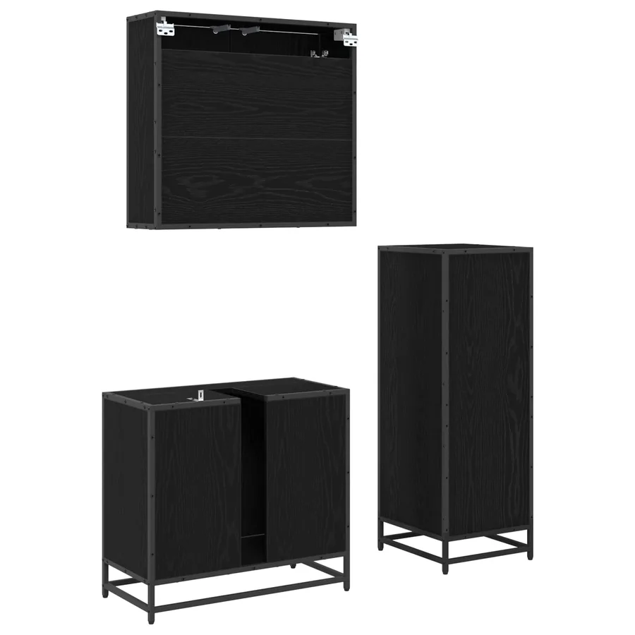 Ensemble de mobilier de salle de bain 3 pcs Chêne noir - 10