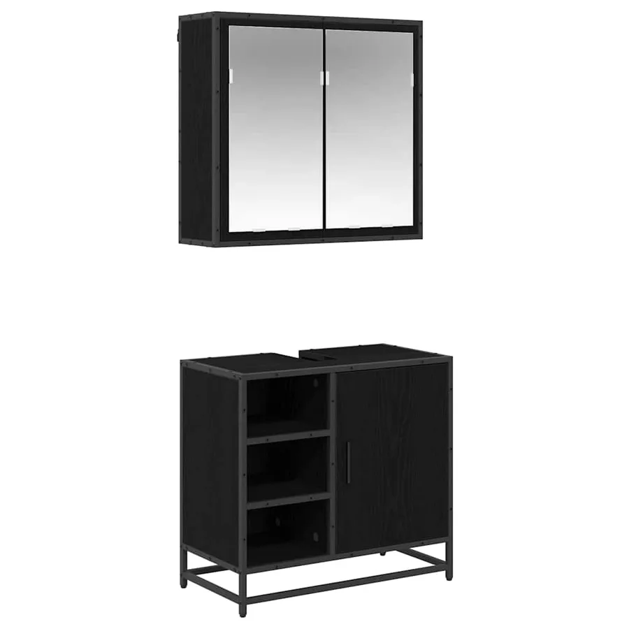 Ensemble de mobilier de salle de bain 2 pcs Chêne noir - 2