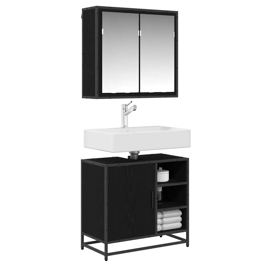 Ensemble de mobilier de salle de bain 2 pcs Chêne noir - 3