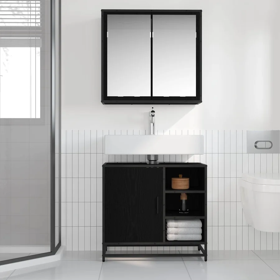 Ensemble de mobilier de salle de bain 2 pcs Chêne noir - 4