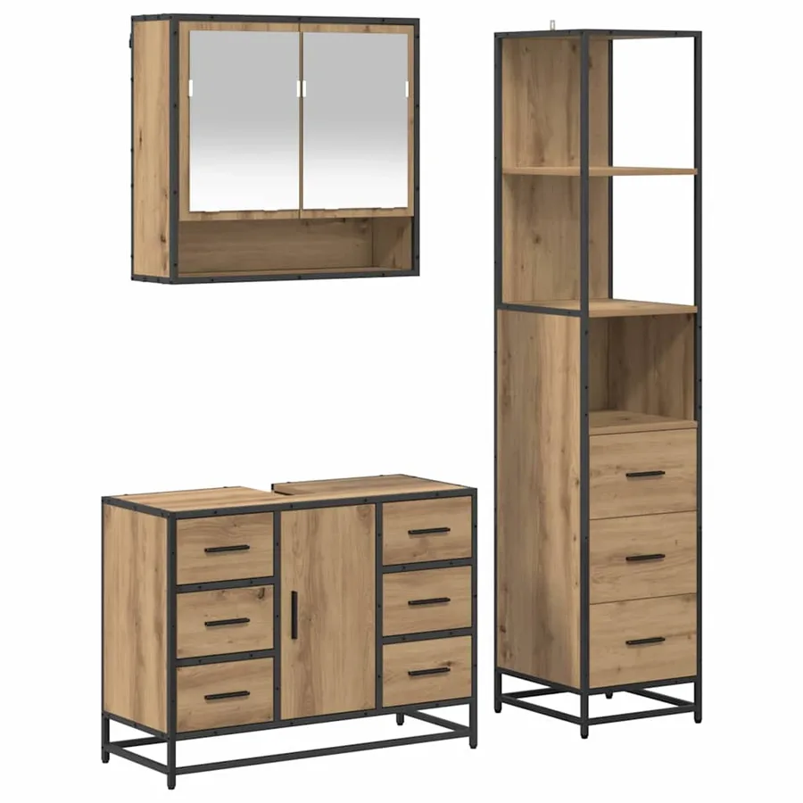 Ensemble de mobilier de salle de bain 3 pc Chêne artisanal - 2