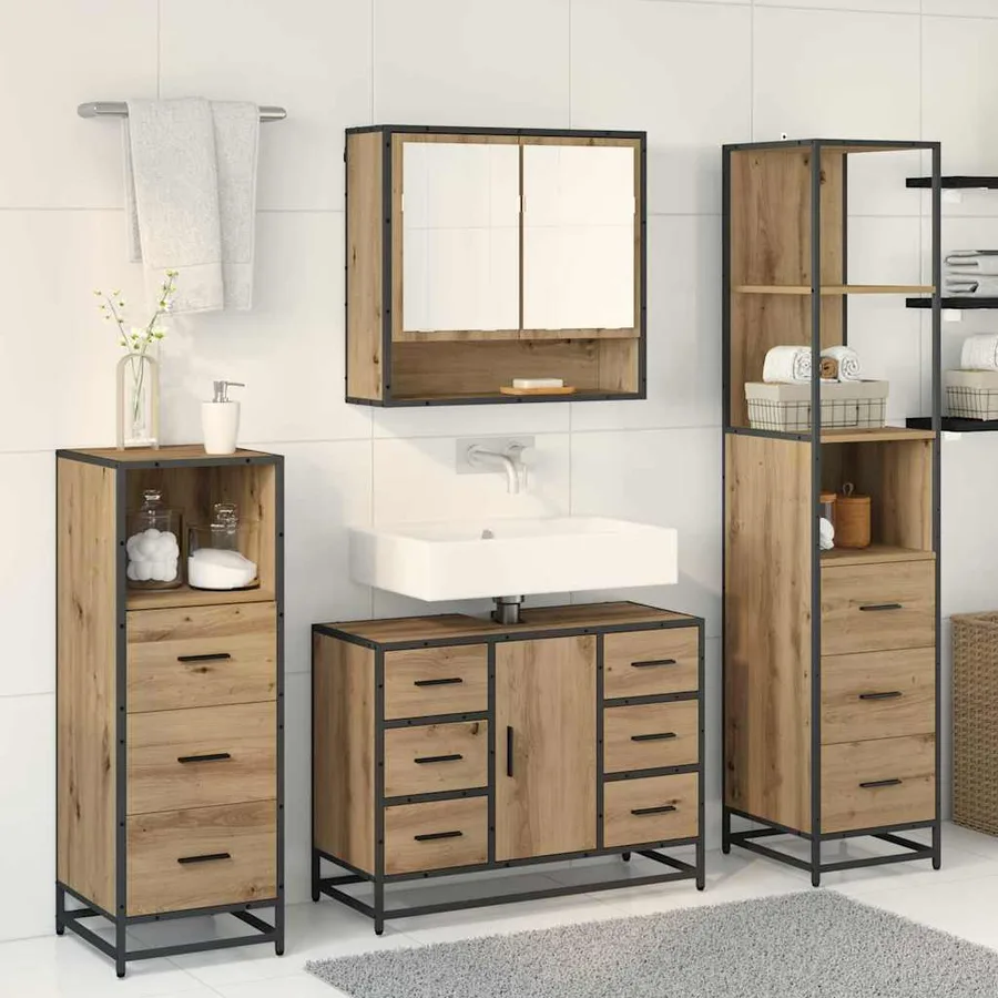 Ensemble de mobilier de salle de bain 3 pc Chêne artisanal - 4