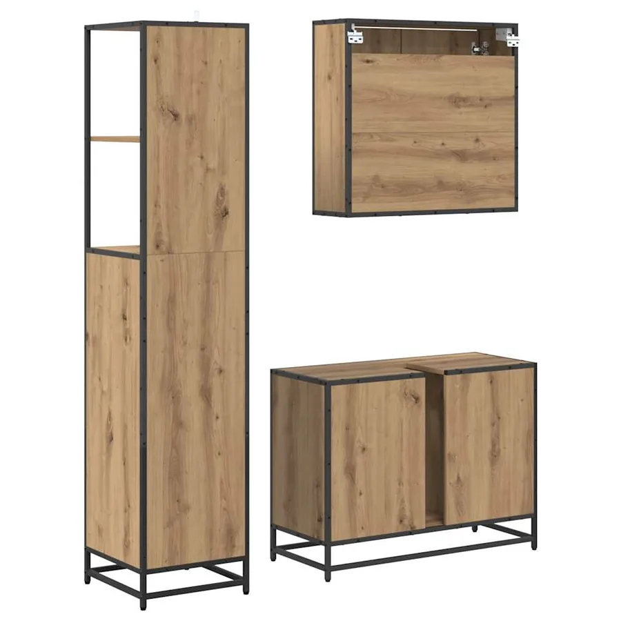 Ensemble de mobilier de salle de bain 3 pc Chêne artisanal - 9