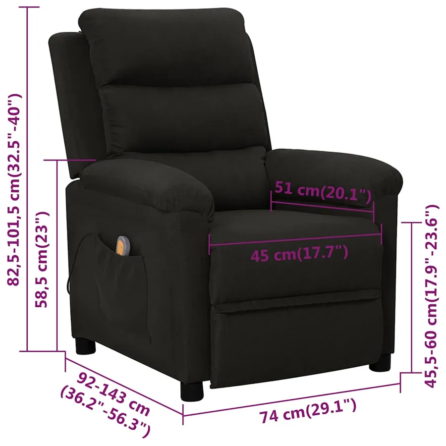 Fauteuil de massage Noir Tissu - 11