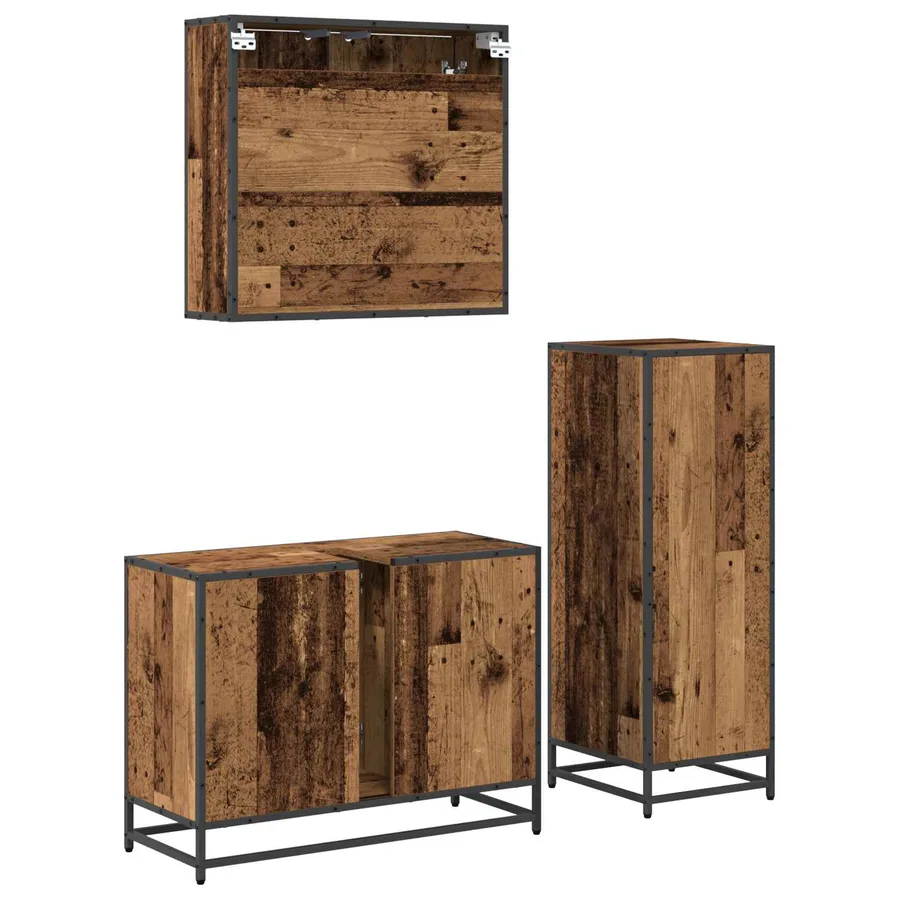 Ensemble de mobilier de salle de bain 3 pcs Bois Ancien - 10