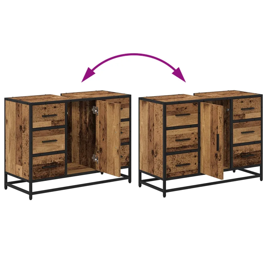 Ensemble de mobilier de salle de bain 3 pcs Bois Ancien - 12