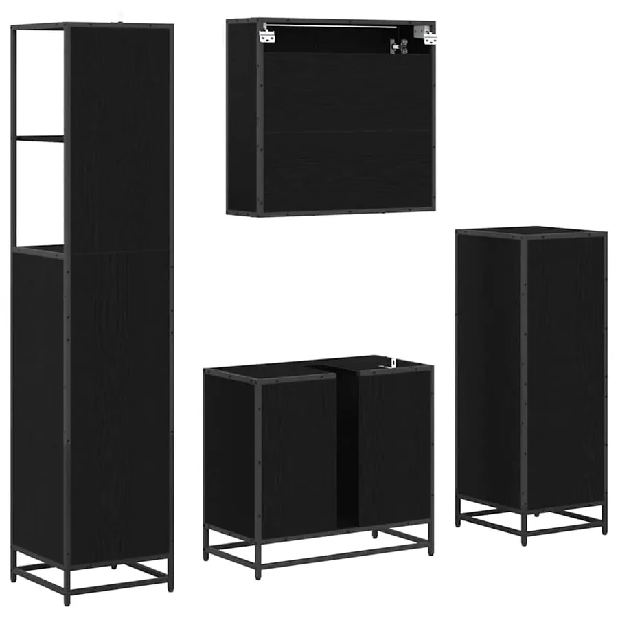 Ensemble de mobilier de salle de bain 4 pcs Chêne noir - 8