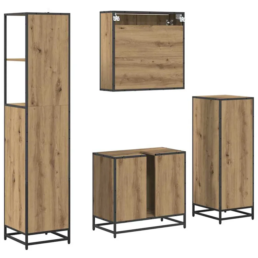 Ensemble de mobilier de salle de bain 4 pc Chêne artisanal - 10