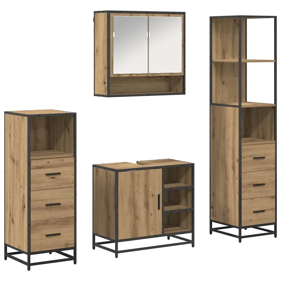 Ensemble de mobilier de salle de bain 4 pc Chêne artisanal - 2
