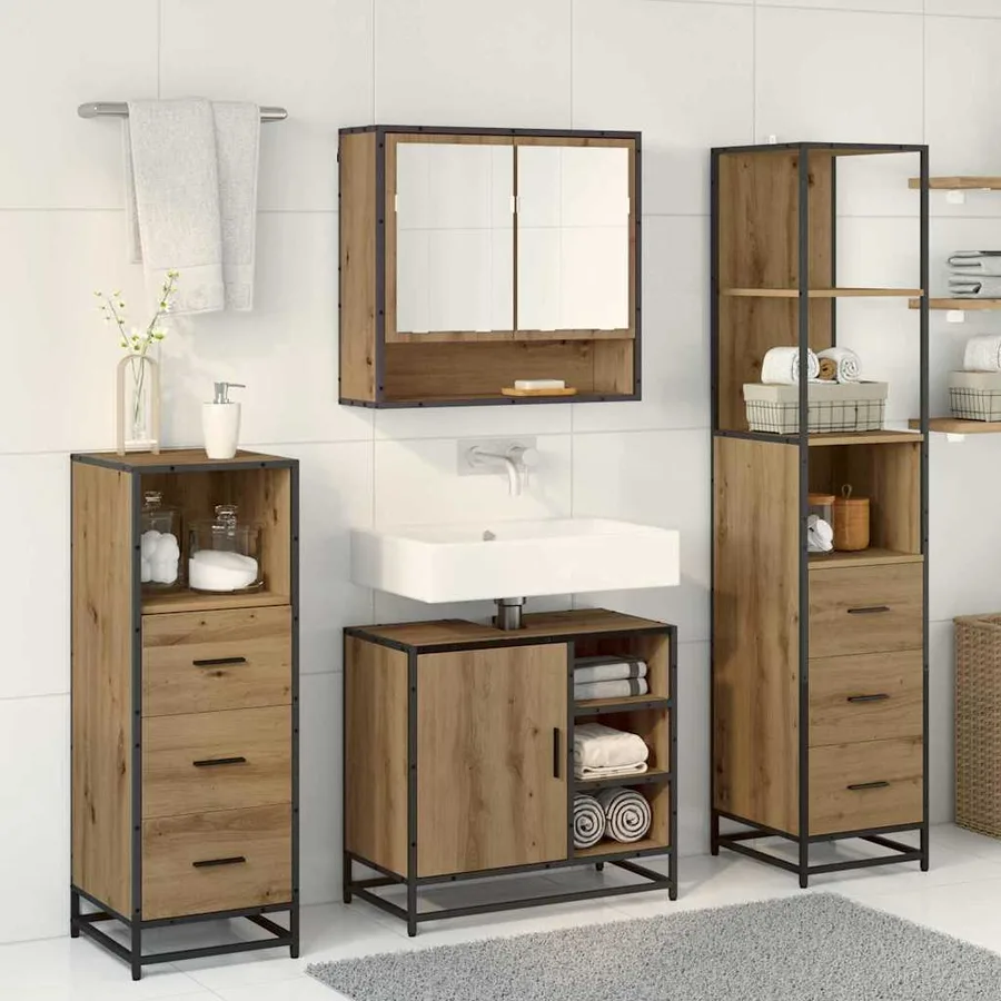 Ensemble de mobilier de salle de bain 4 pc Chêne artisanal - 4